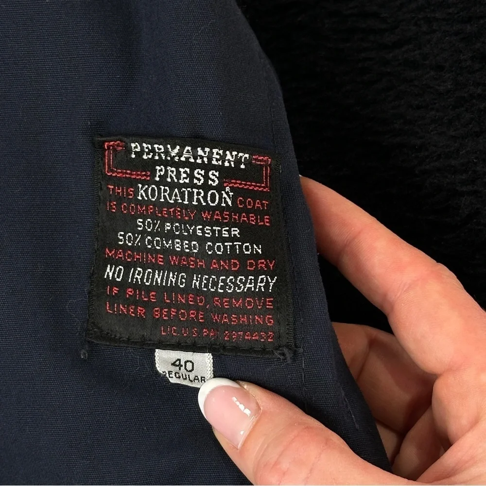 Casualcraft lined overcoat removable liner navy men 40R